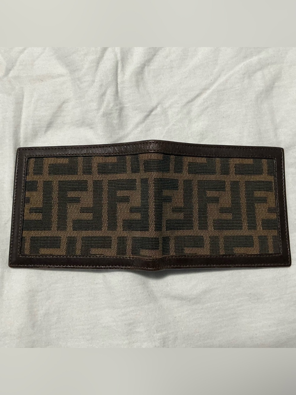 Fendi Brown and Dark Brown FF Logo Money Clip Wallet